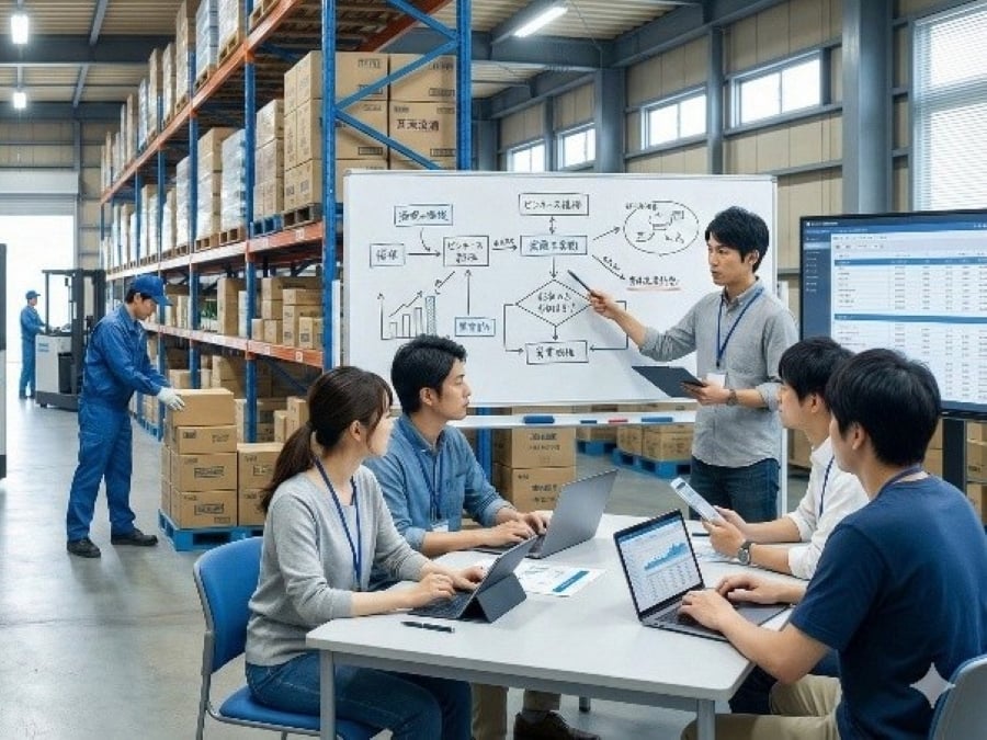 開発チームと現場スタッフがミーティングしている風景